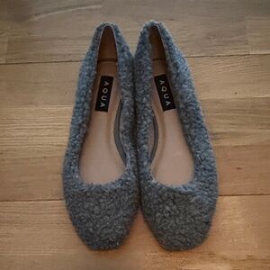 Aqua Fur Shearling Flats
